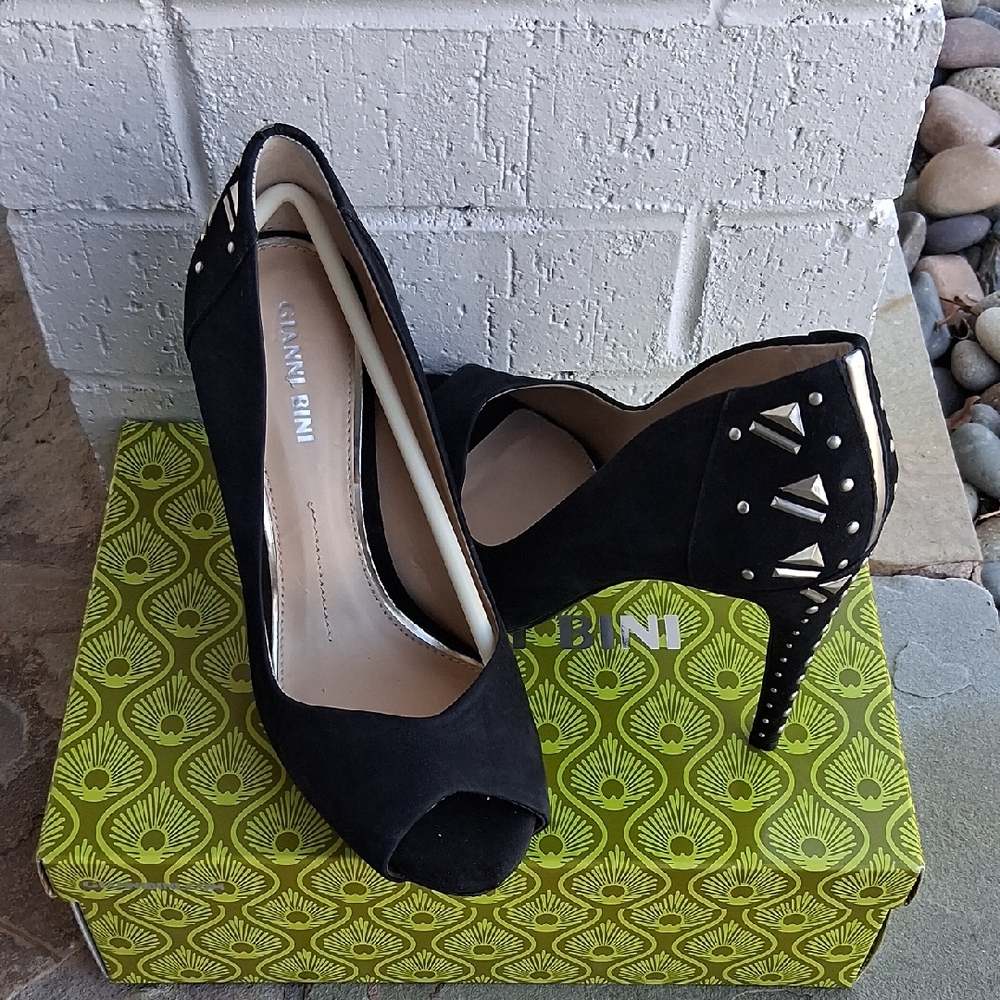 Gianni Bini Black Studded Heels